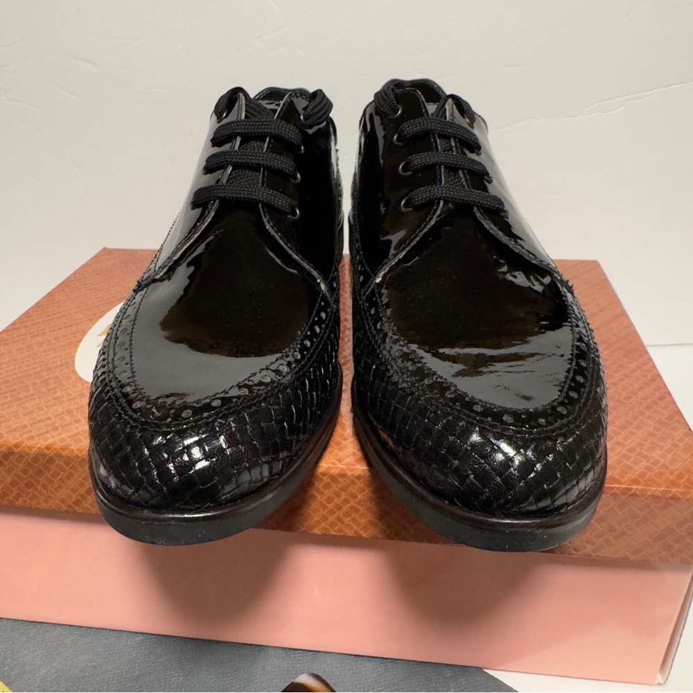 AEROGREEN Linate Black Patent Woven Golf Shoes RT 1100 Womens - Picture 7 of 9
